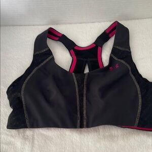 Under Armour Women's Black and Pink Sports Bra